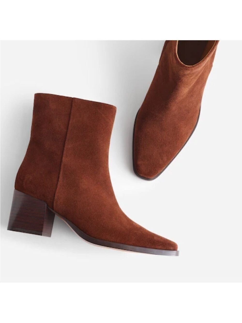 Madewell The Ardin Ankle Boot Brown Suede, Tapered Toe, Block Heel 9.5 NWOB - Picture 5 of 14
